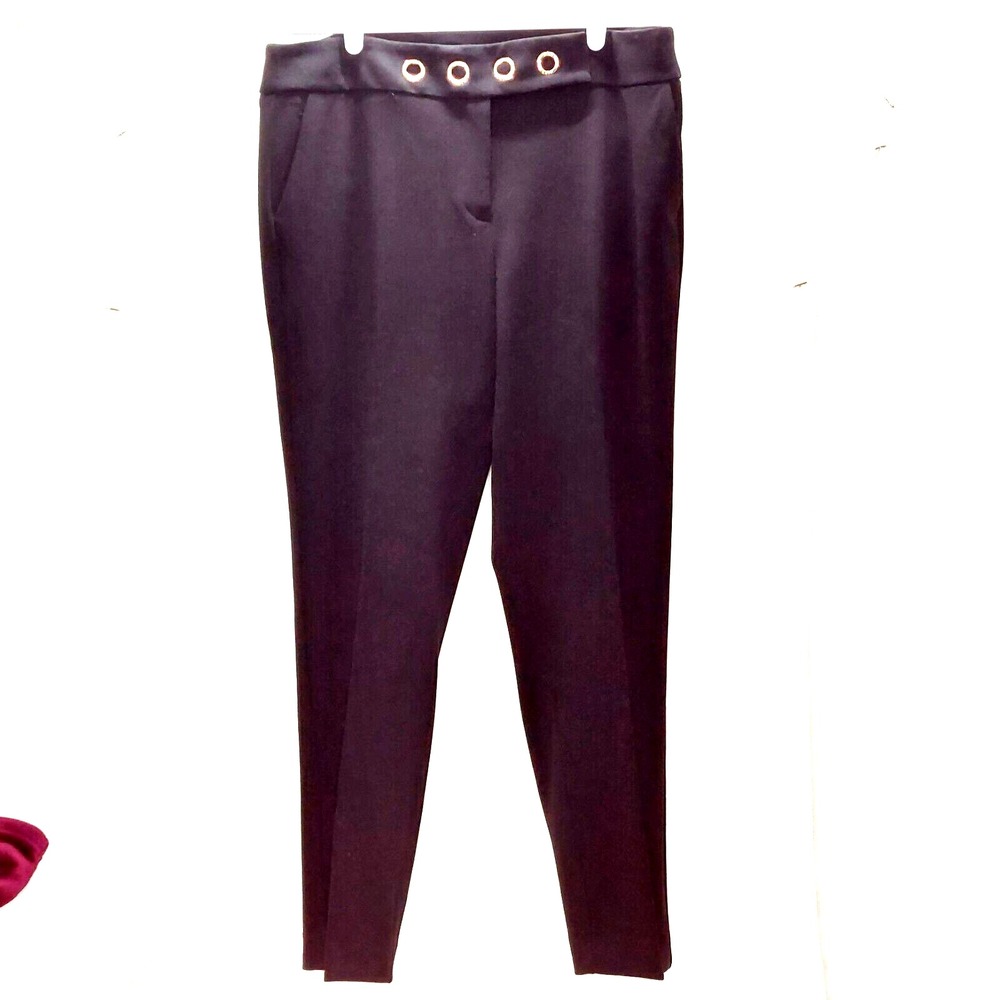 Anne Klein Black Dress Pant Slacks Women's Size 6 Gold Loop Accents and Logo